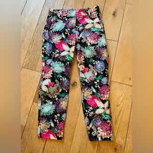 J. CREW MERCANTILE Pants Ankle “CORINTH” Pockets Belt Loops Zip Black/Pink Sz 4